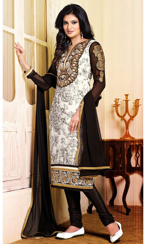 Geeta Basra Off White & Black Brasso Suit (Fresh Fashion - 5306)