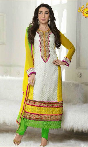 Karisma Kapoor White & Yellow Georgette Suit (Karishma 3 - 5111)