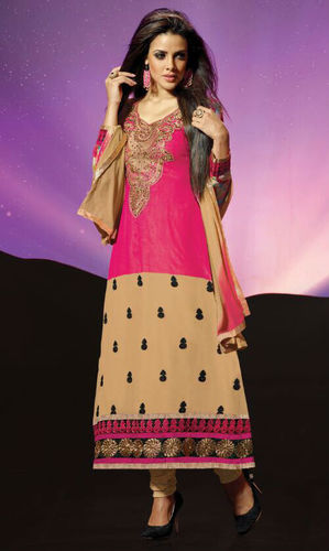Dark Pink & Beige Georgette Suit (Sargam 5108)